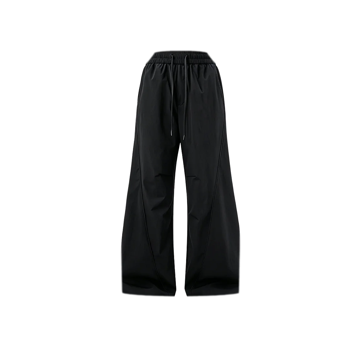 Shiny Panel Wide-Leg Nylon Pants