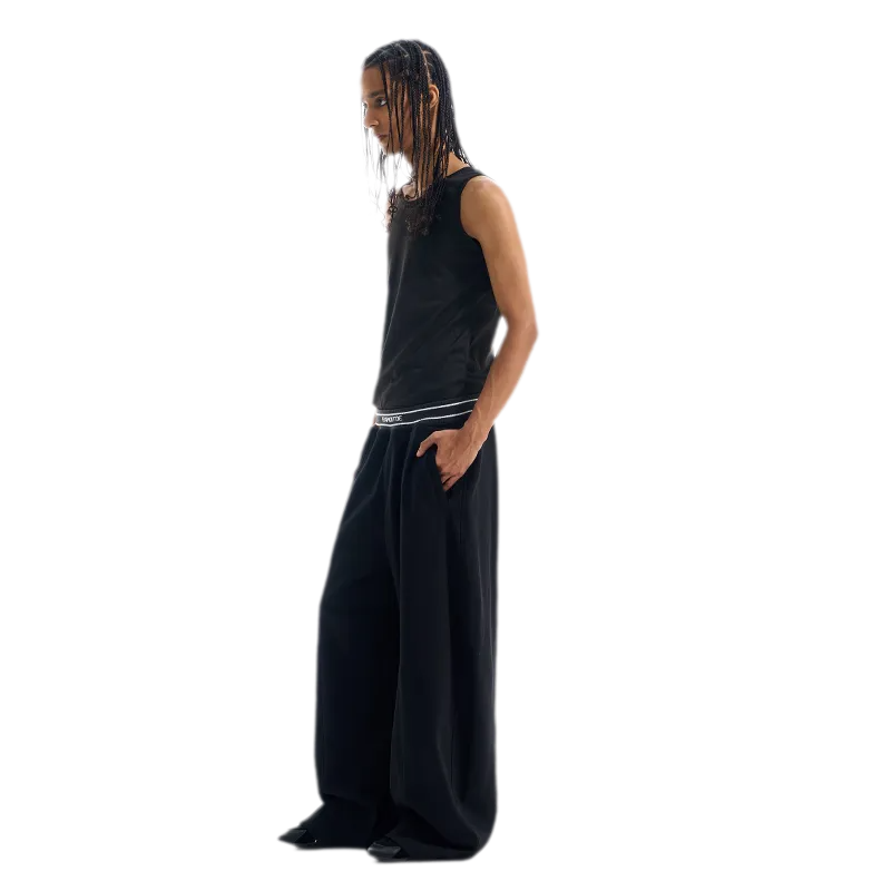 Contrast Ribbed Curved-Leg Sweatpants