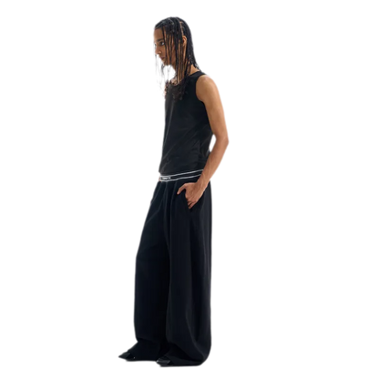 Contrast Ribbed Curved-Leg Sweatpants