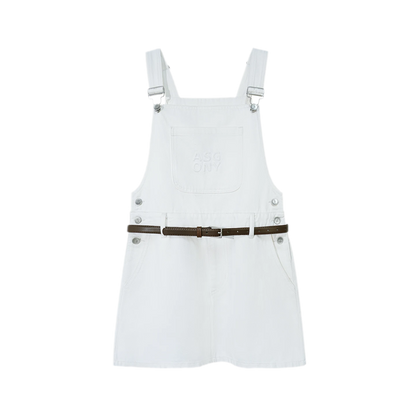 Cotton Denim Pinafore Mini Dress