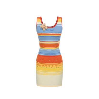 Striped Cutout Knit Dress