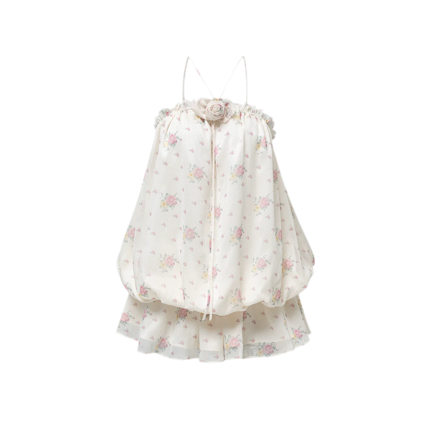 Floral Print Layered Halter Dress