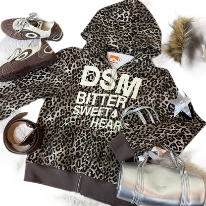 Distressed Leopard Zip Hoodie