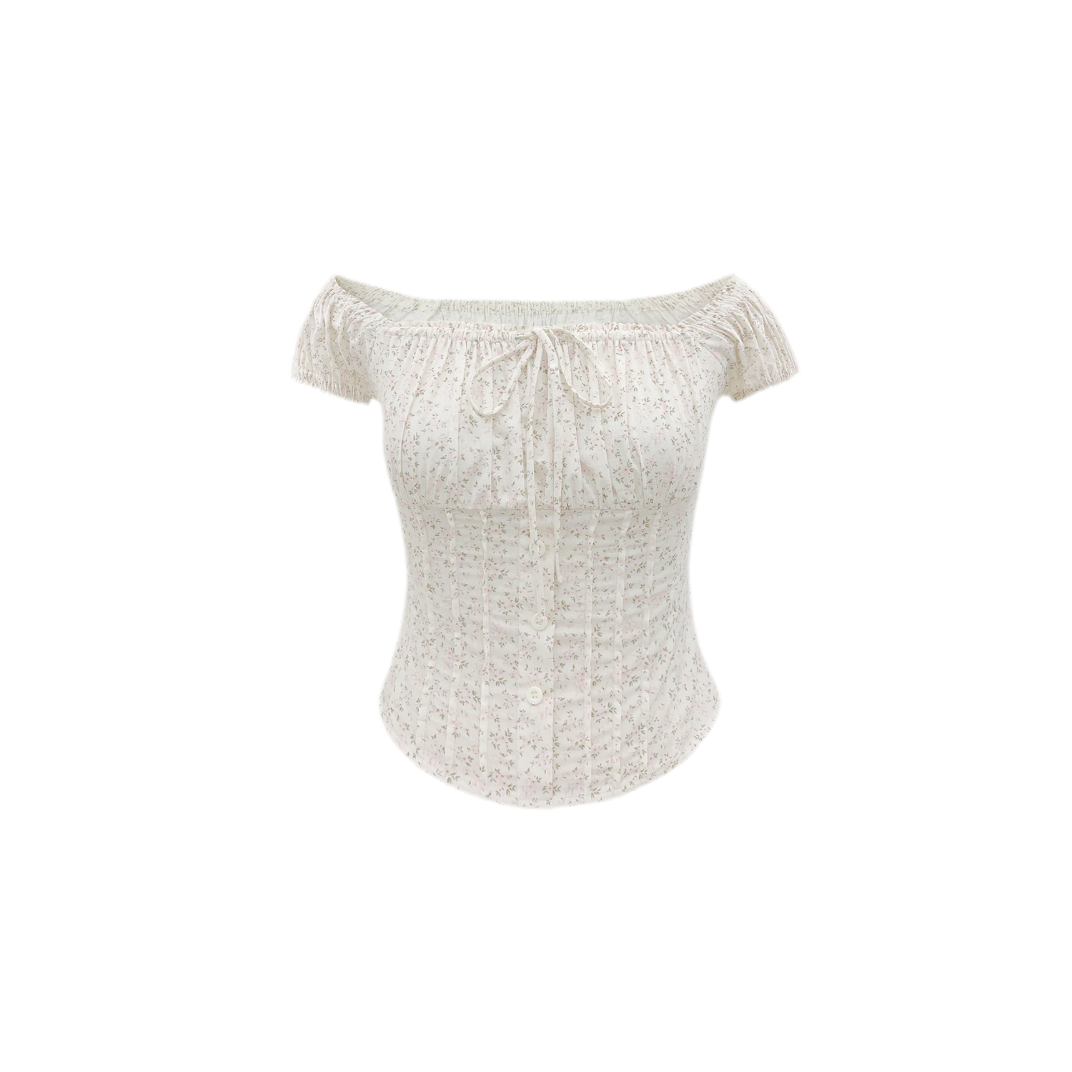 Cotton Floral Puff-Sleeve Top