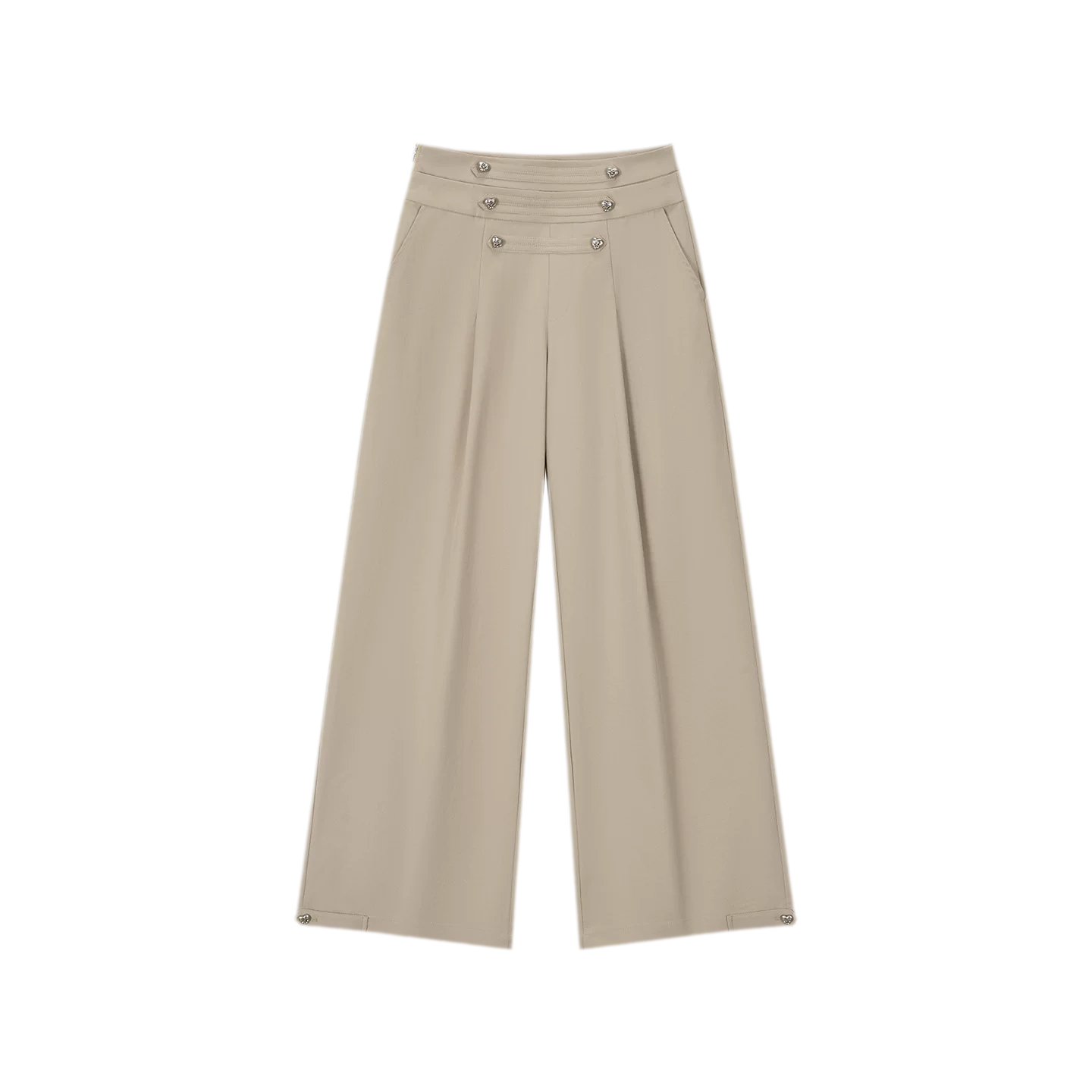 Textured Pleated Wide-Leg Pants