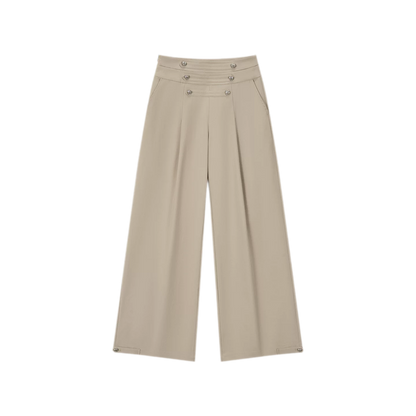 Textured Pleated Wide-Leg Pants