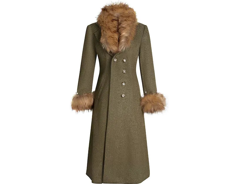 Faux Fur Collar Wool Coat