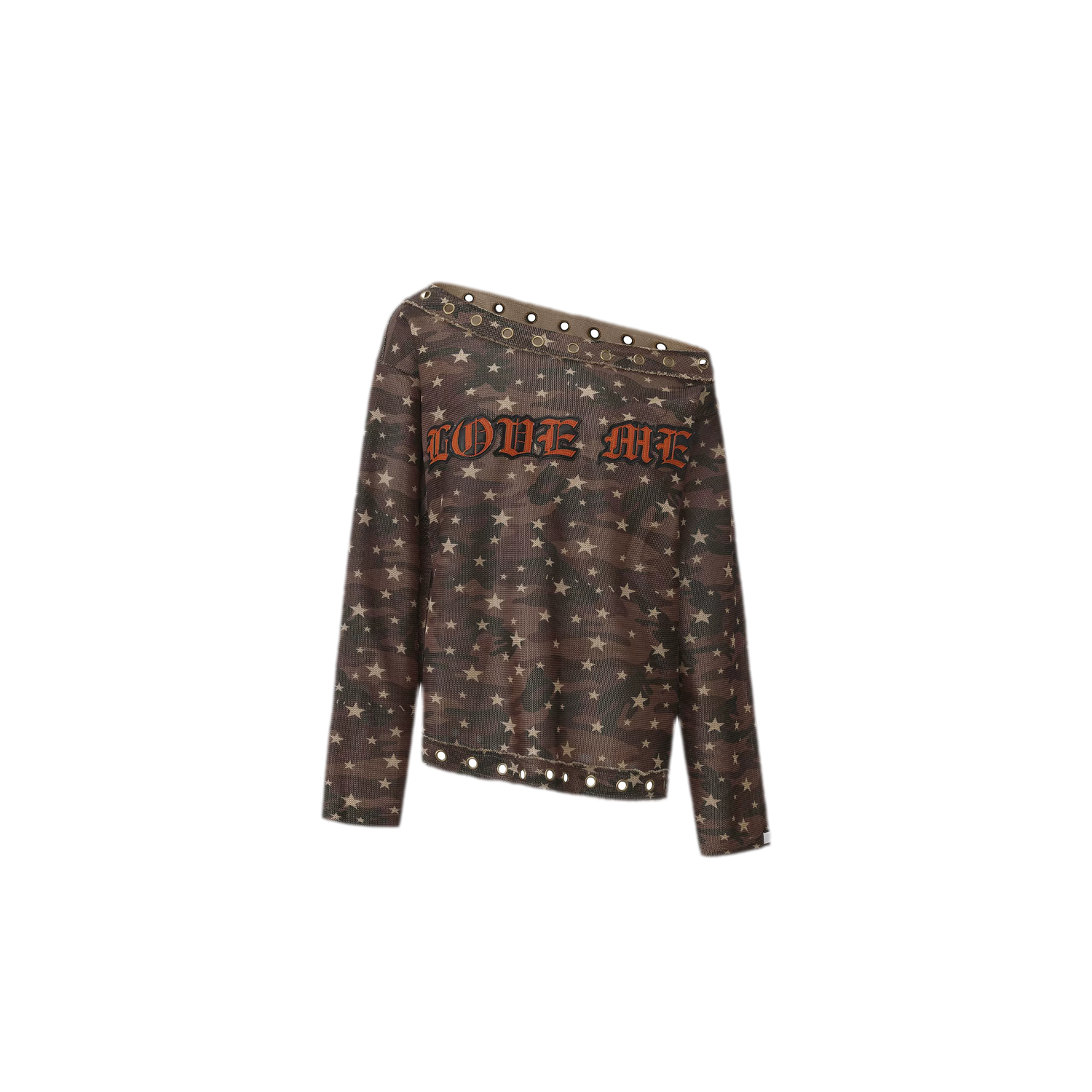 Distressed Embroidered Camouflage T-Shirt