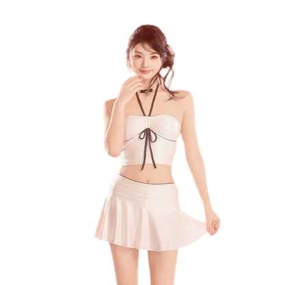 Pearl White Three-Piece Swimsuit