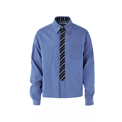 Plaid Tie-Front Long-Sleeve Shirt