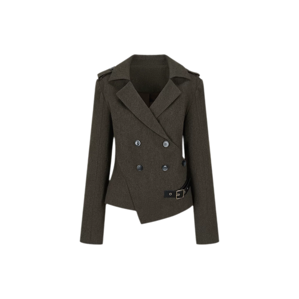 Belted Asymmetric Twill Blazer