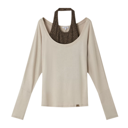 Leopard Layered Long-Sleeve T-Shirt