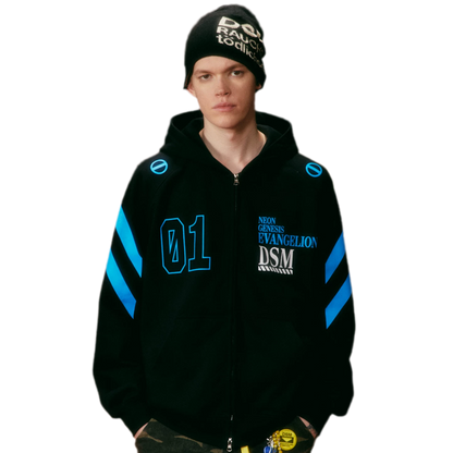 Screen-Printed Loose Hooded Sweatshirt