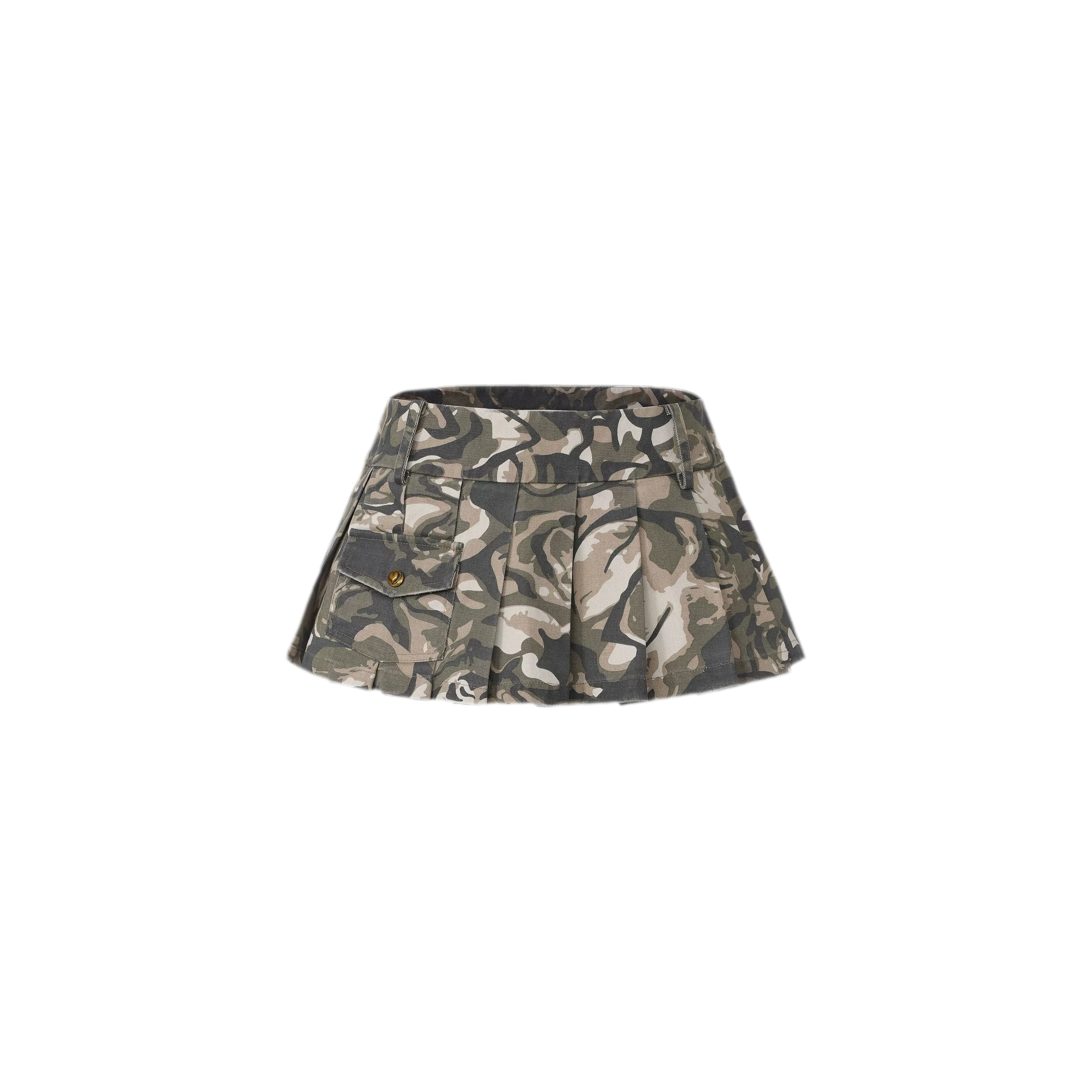 Camouflage Pleated Mini Skirt