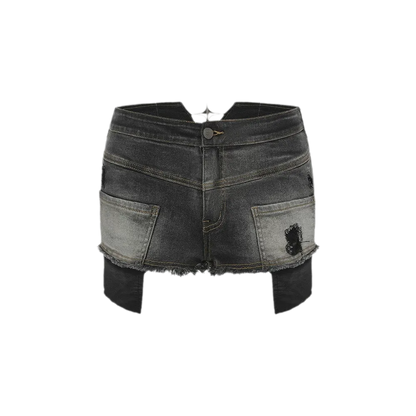 Washed Distressed Denim Shorts