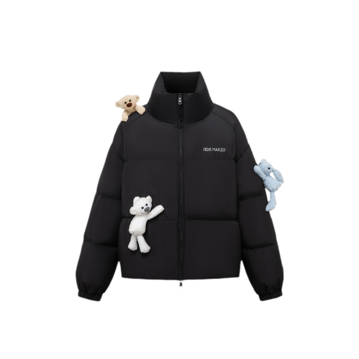Bear Embroidered Puffer Down Jacket