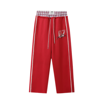Shell Embroidery Graffiti Print Double Waist Pants
