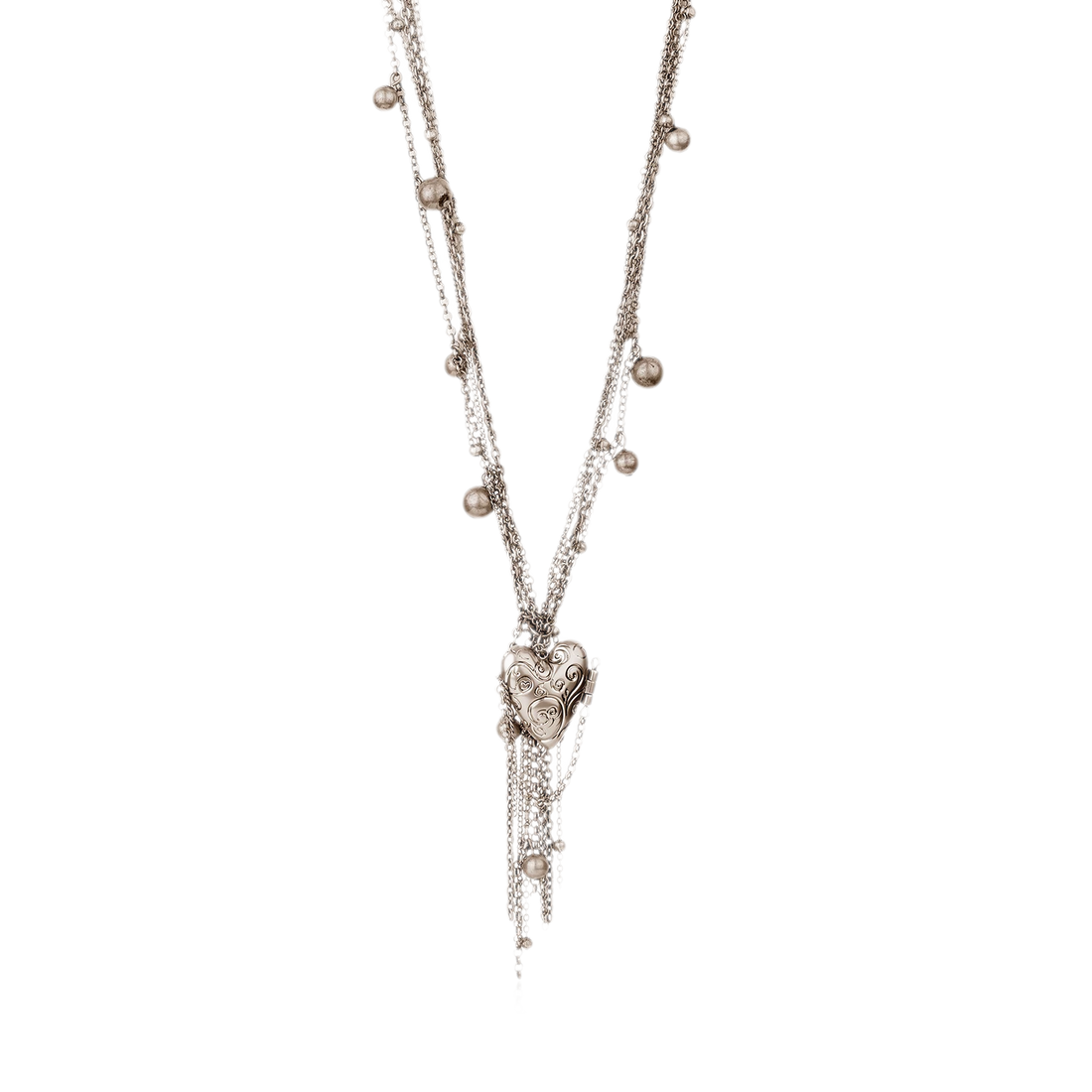 Vintage French Multi-Layer Heart Tassel Necklace