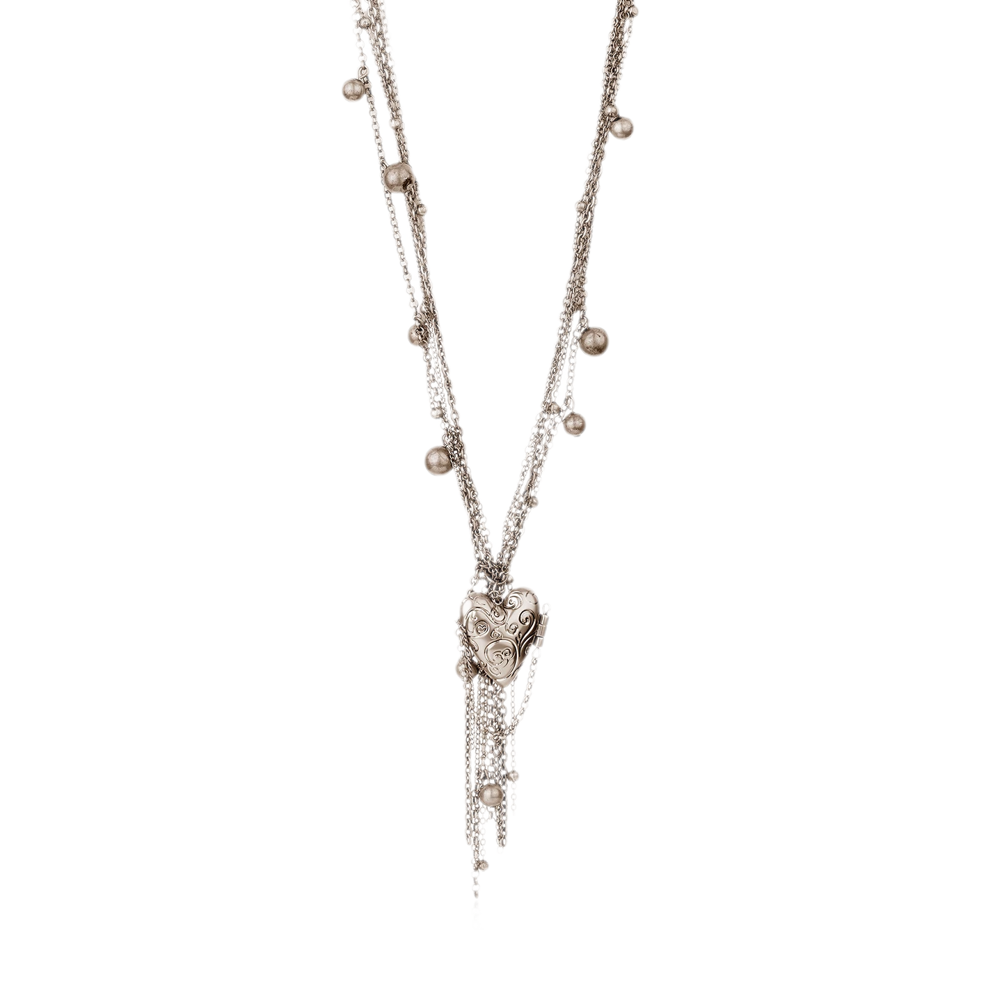 Vintage French Multi-Layer Heart Tassel Necklace