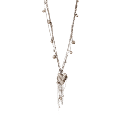 Vintage French Multi-Layer Heart Tassel Necklace