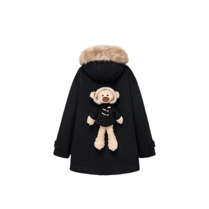 Manteau en laine texturée à boutons brandebourg
