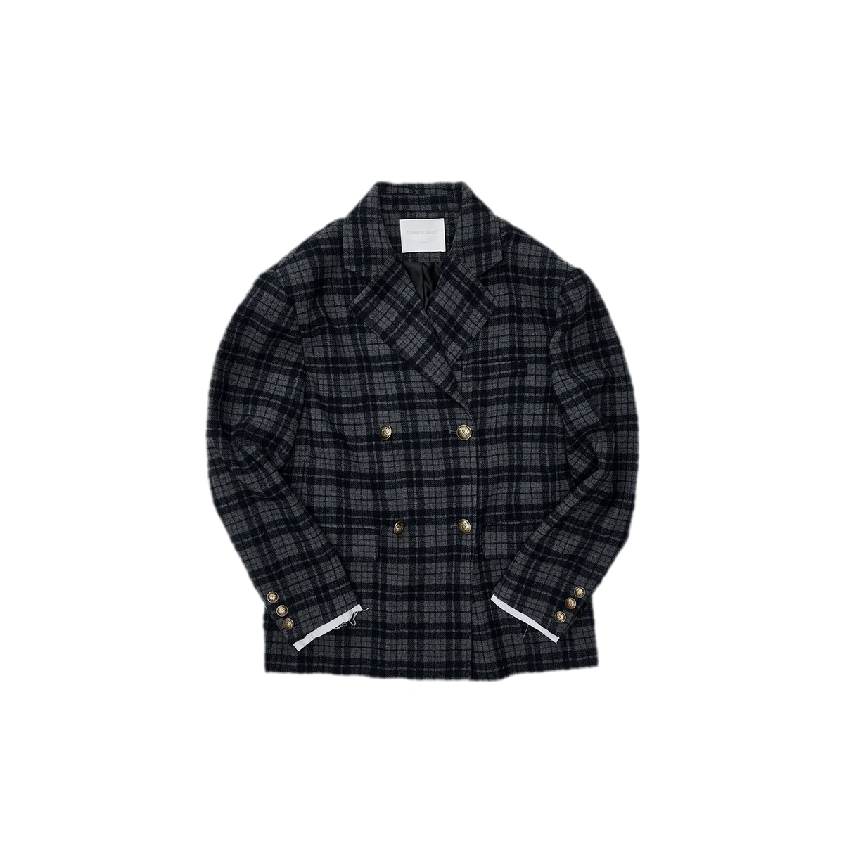Vintage Plaid Double-Breasted Coat