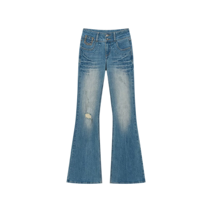 Model Vintage Washed Slim Flared Jeans