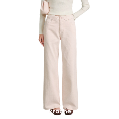 Cotton Lace-Trim Wide-Leg Jeans