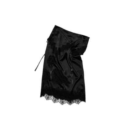 Glossy Satin Asymmetric Midi Skirt