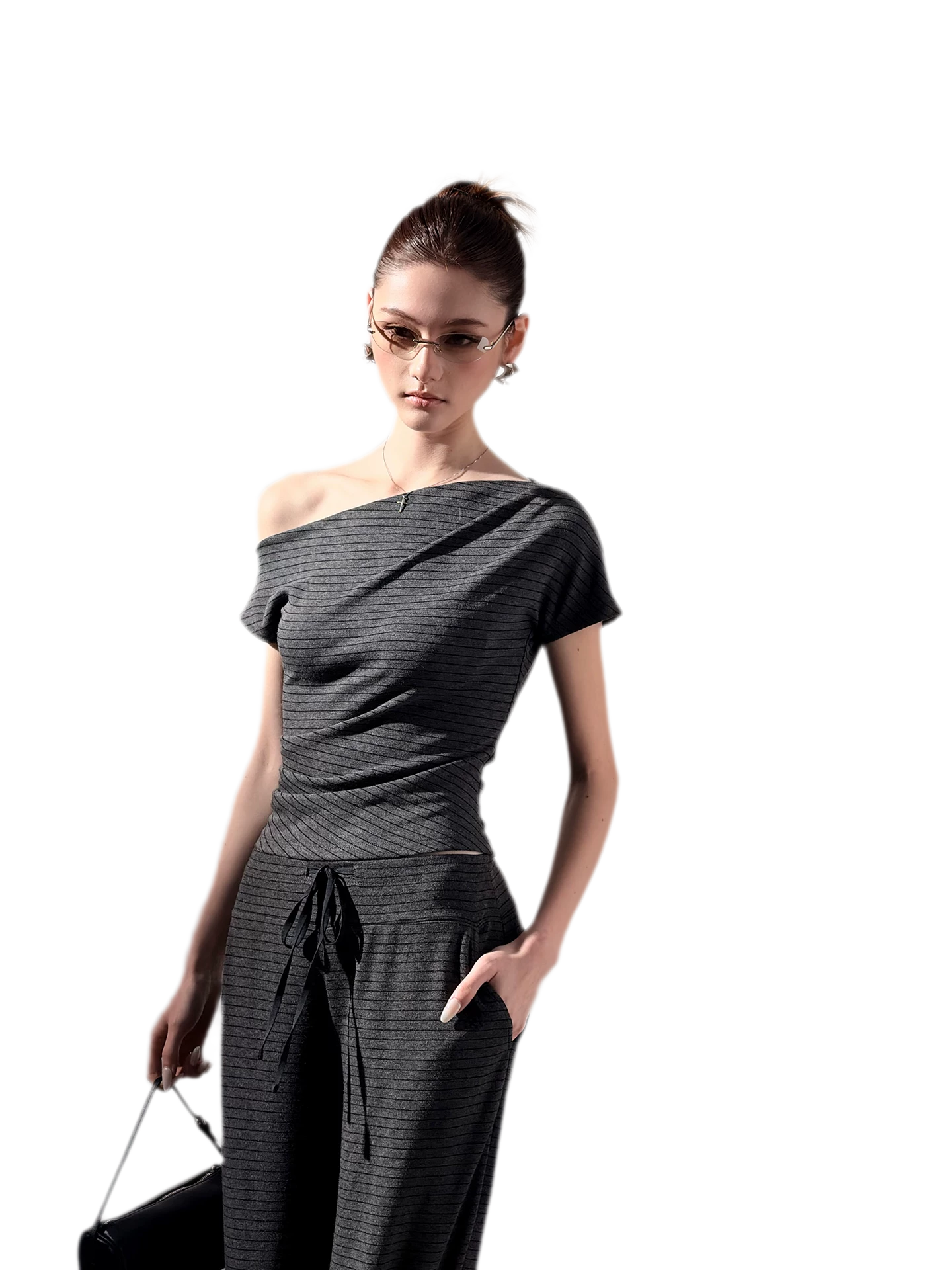Striped Asymmetric Three-Piece Set