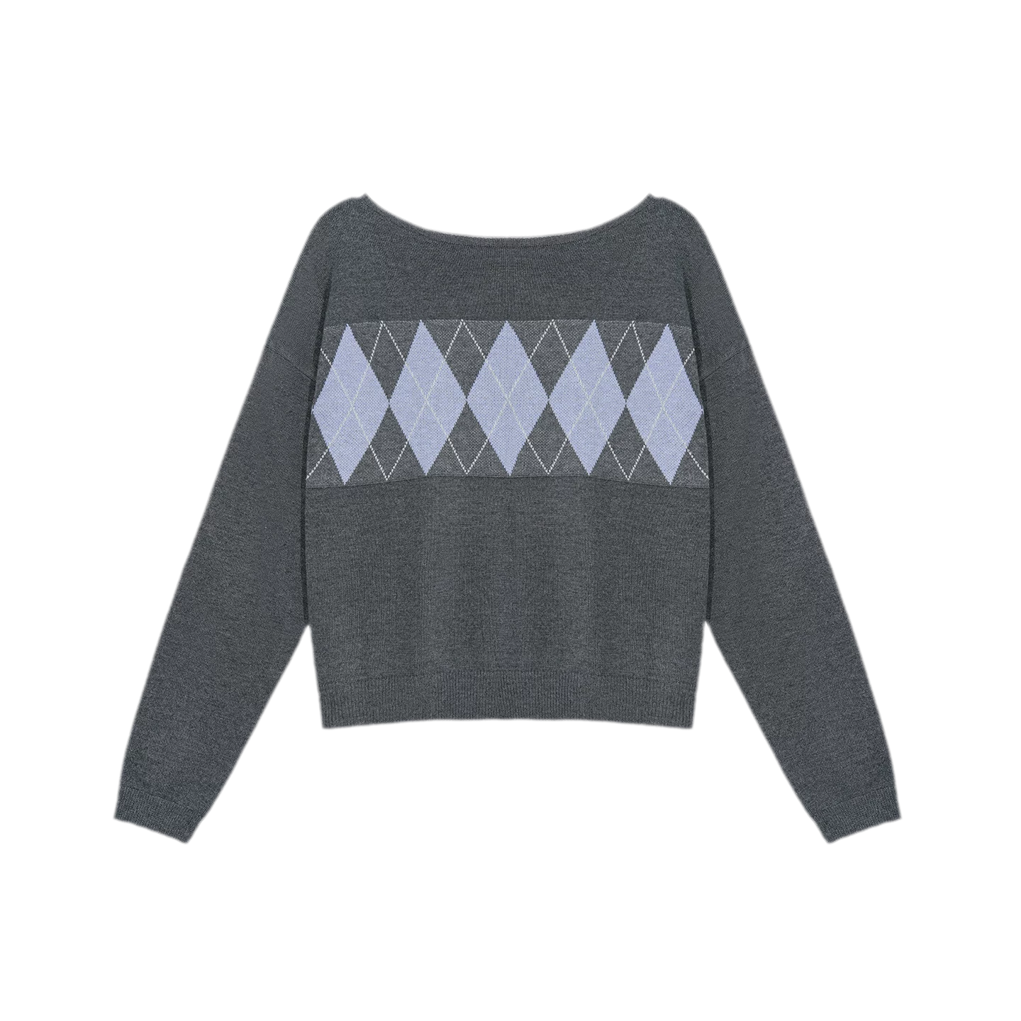 Argyle Off-Shoulder Knit Set