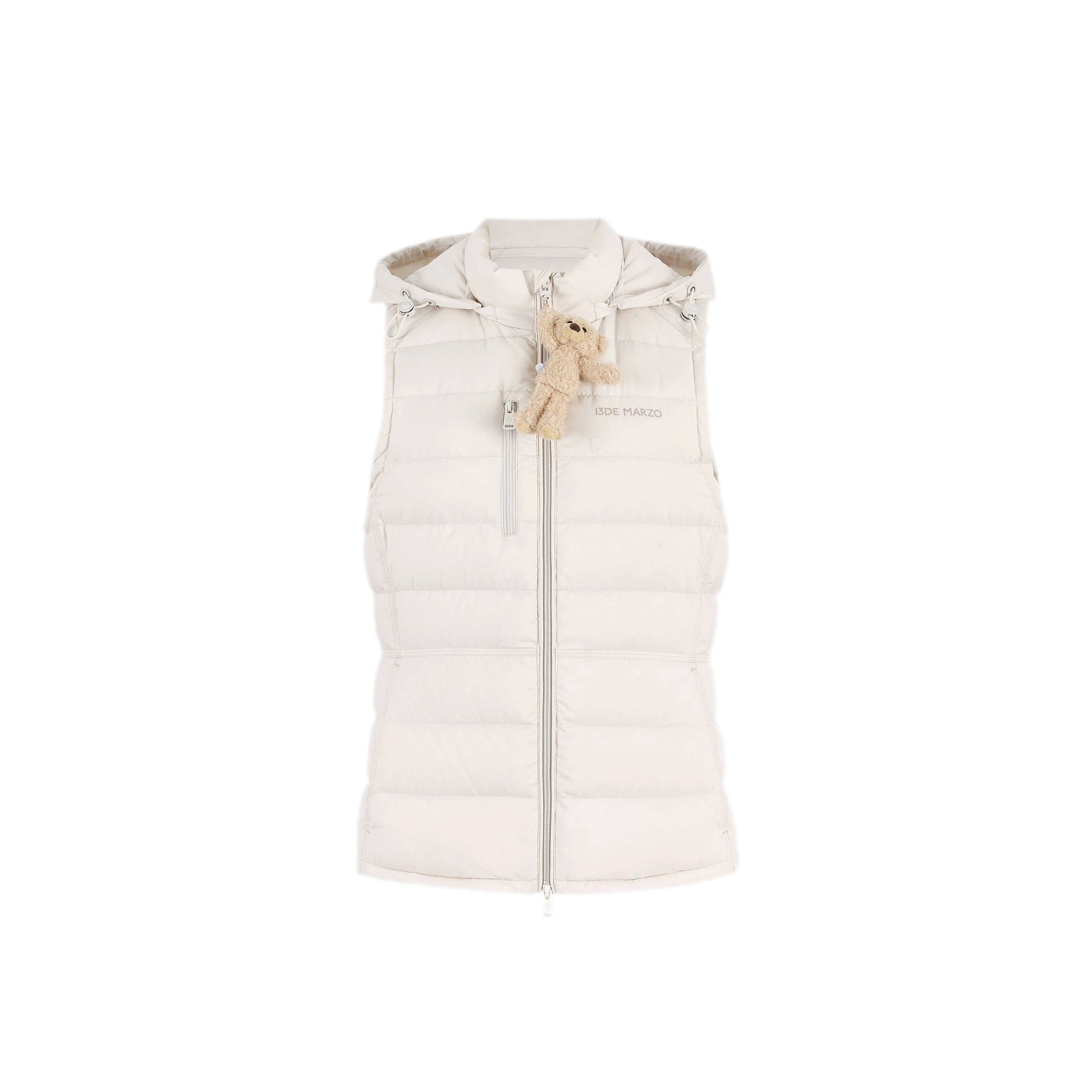 Cinched Hooded Quilted Down Vest