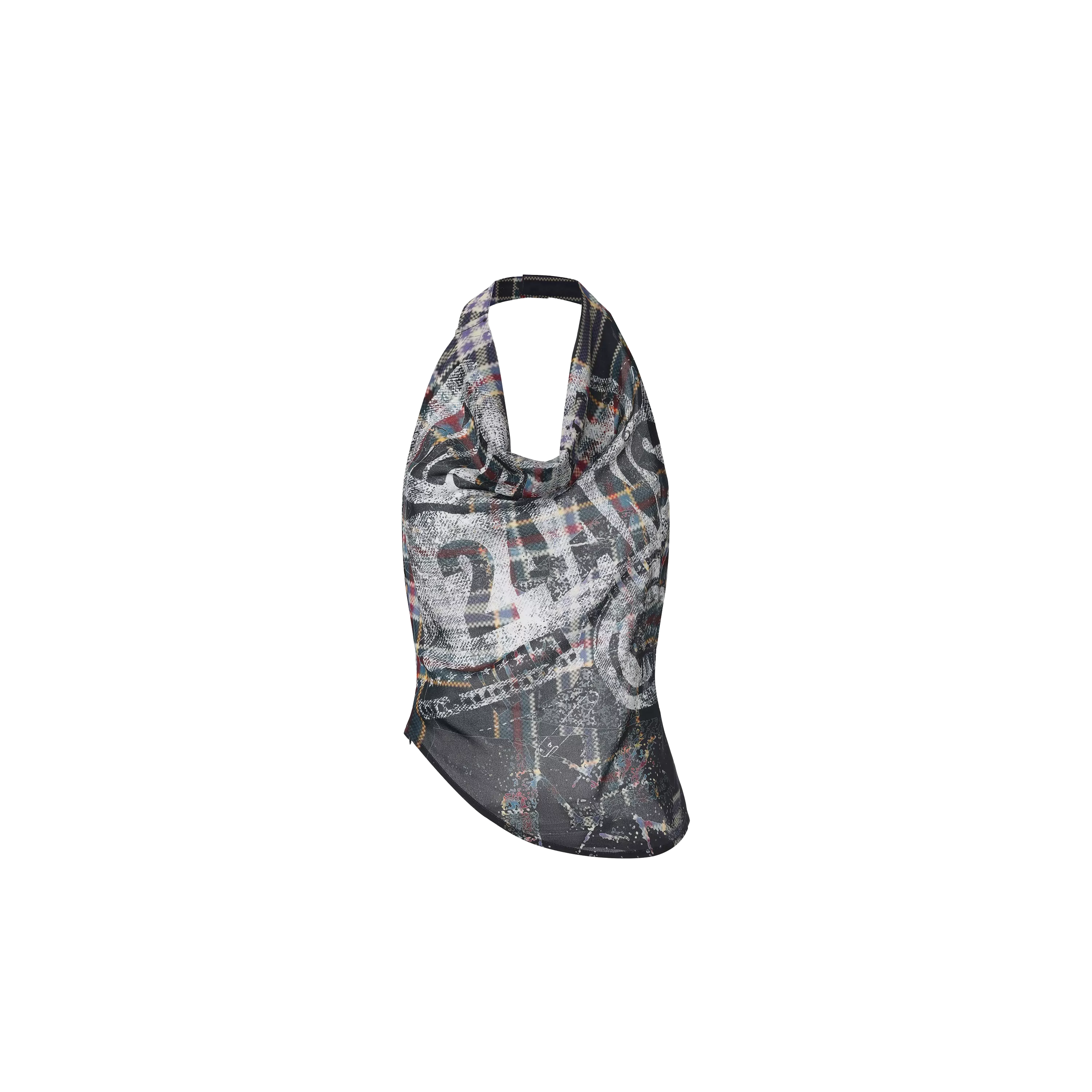 Street Style Halter Top with Draped Neckline