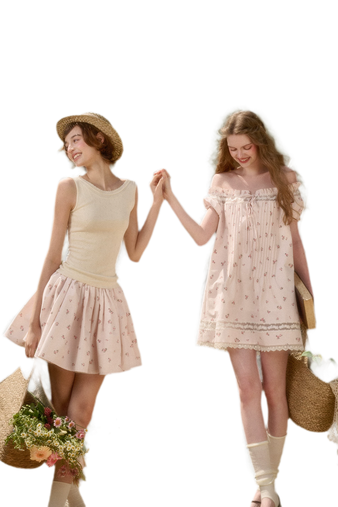 Babydoll Floral Babypink Short Skirt