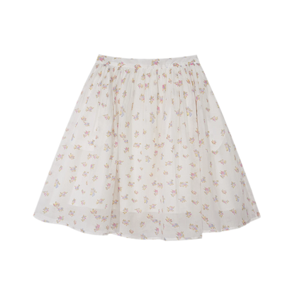 Pleated Floral A-Line Skirt