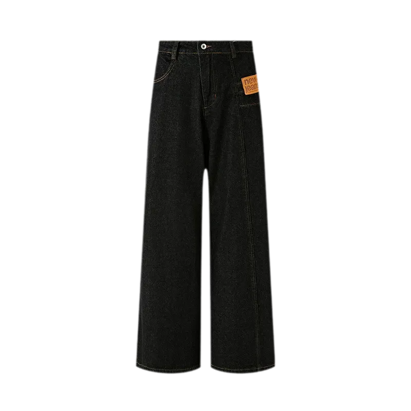 Deconstructed Straight-Leg Raw Denim Jeans