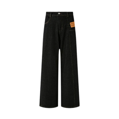 Deconstructed Straight-Leg Raw Denim Jeans