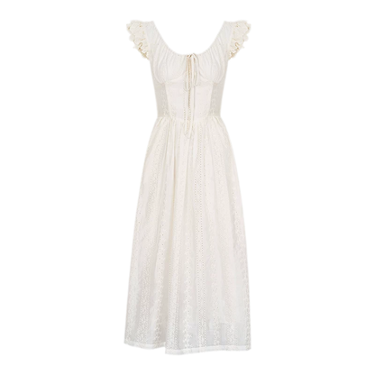 Embroidered Flutter Sleeve Dress