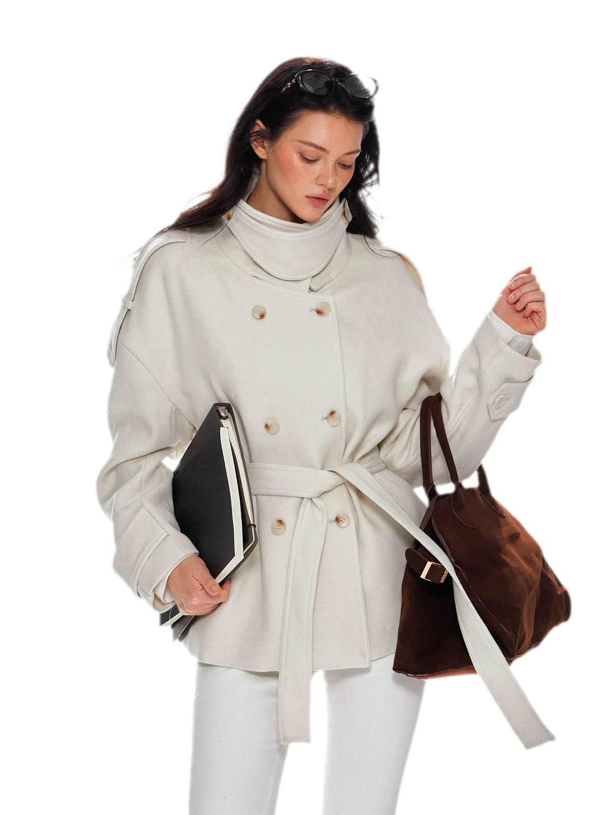 Wool Stand-Collar Belted Coat