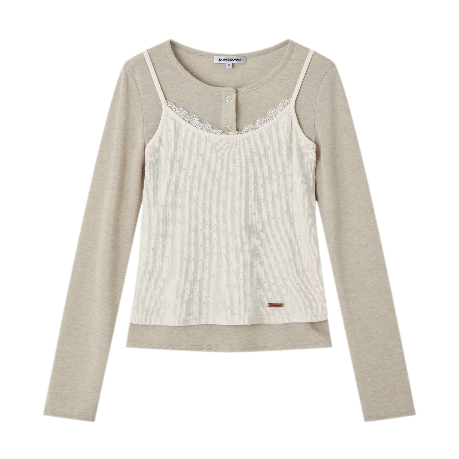 Ribbed Layered Henley Top