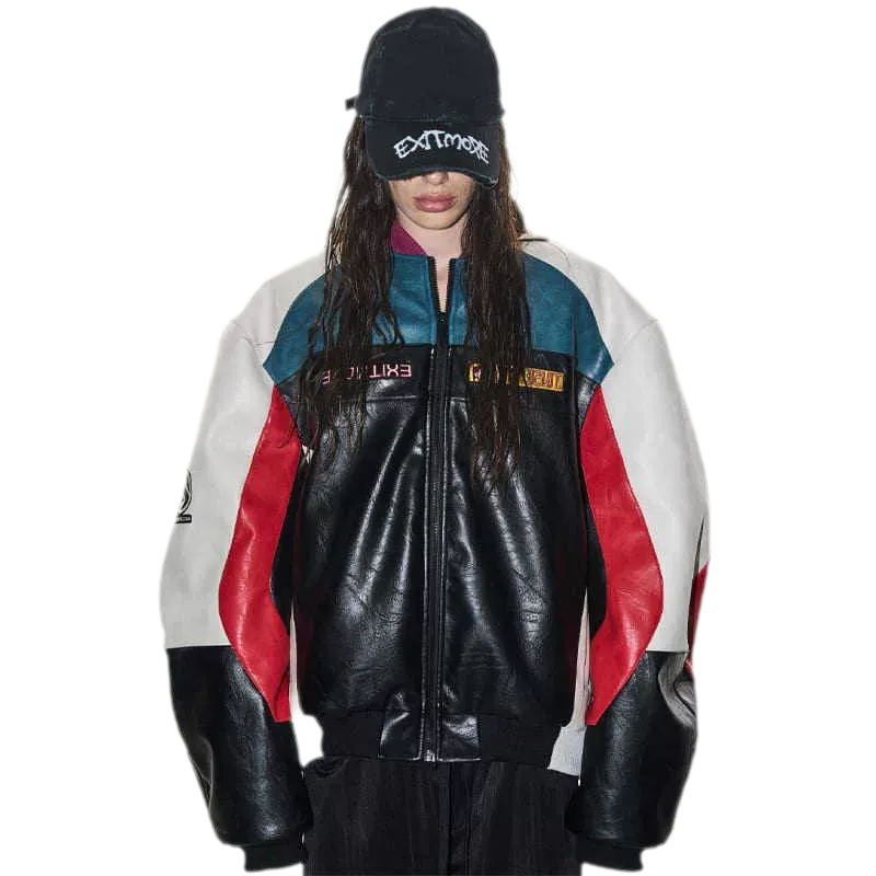 Color-Blocked Embroidered Padded Jacket
