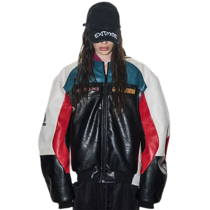 Color-Blocked Embroidered Padded Jacket