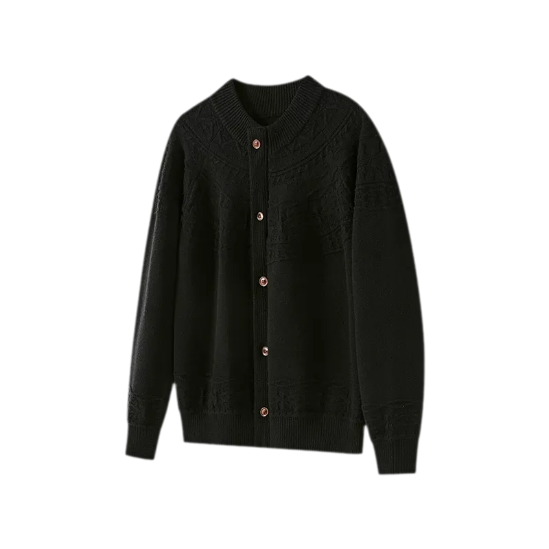 Jacquard Knit Zip Cardigan