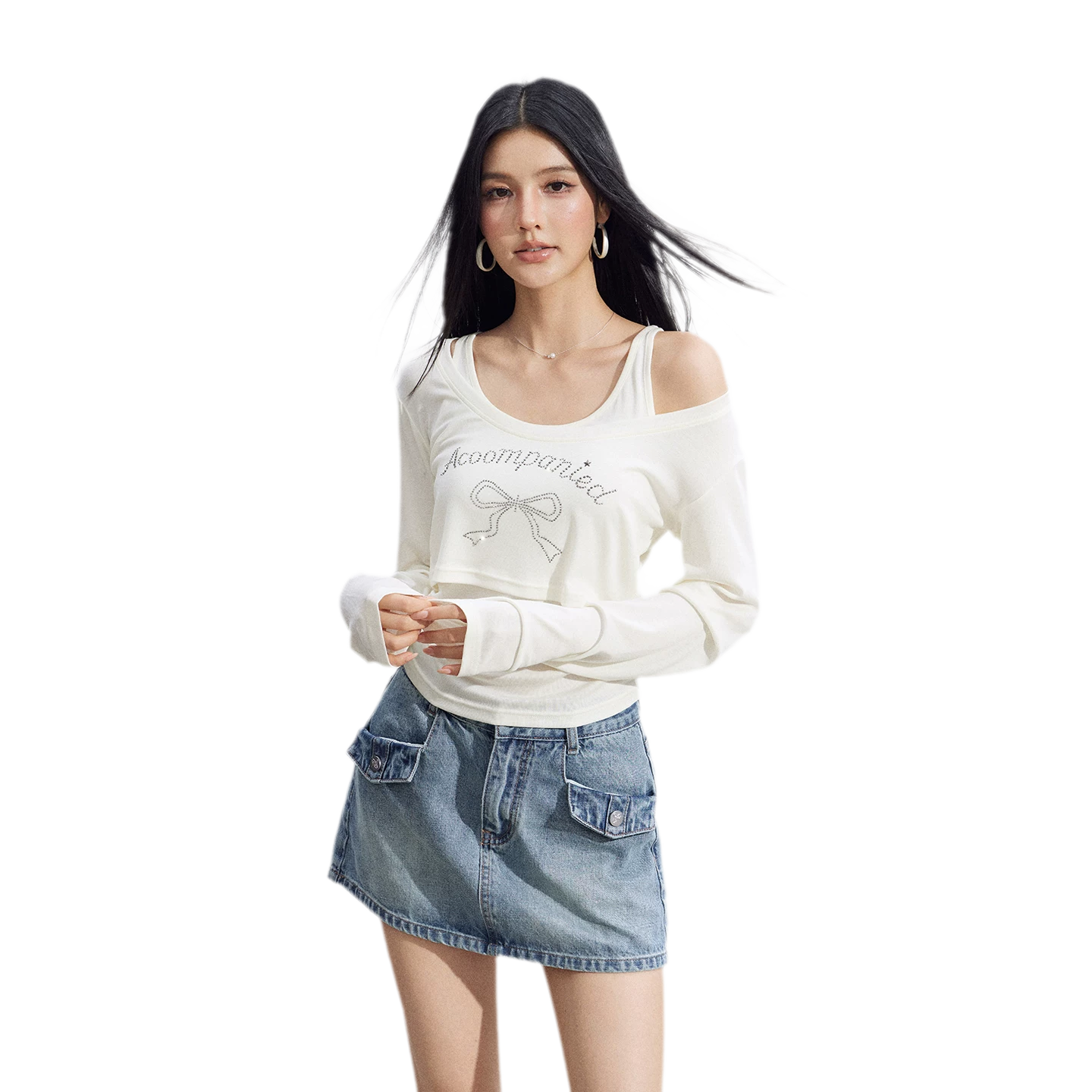 Bow Rhinestone T-Shirt Set
