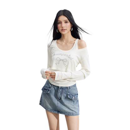 Bow Rhinestone T-Shirt Set