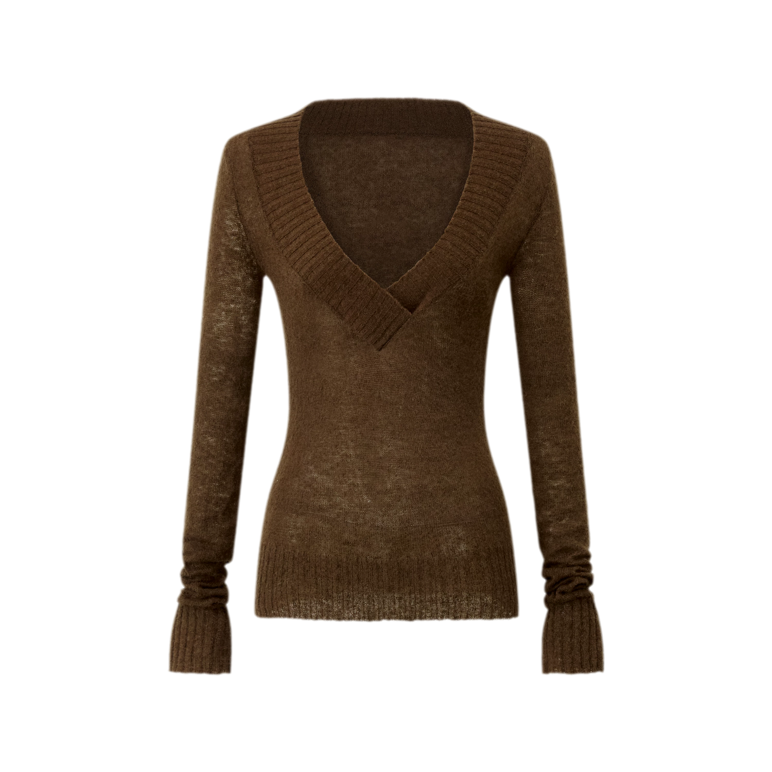 Faux Mohair Deep-V Sweater