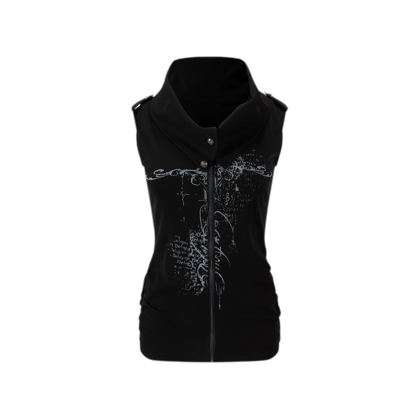 Cross Print Zip Vest