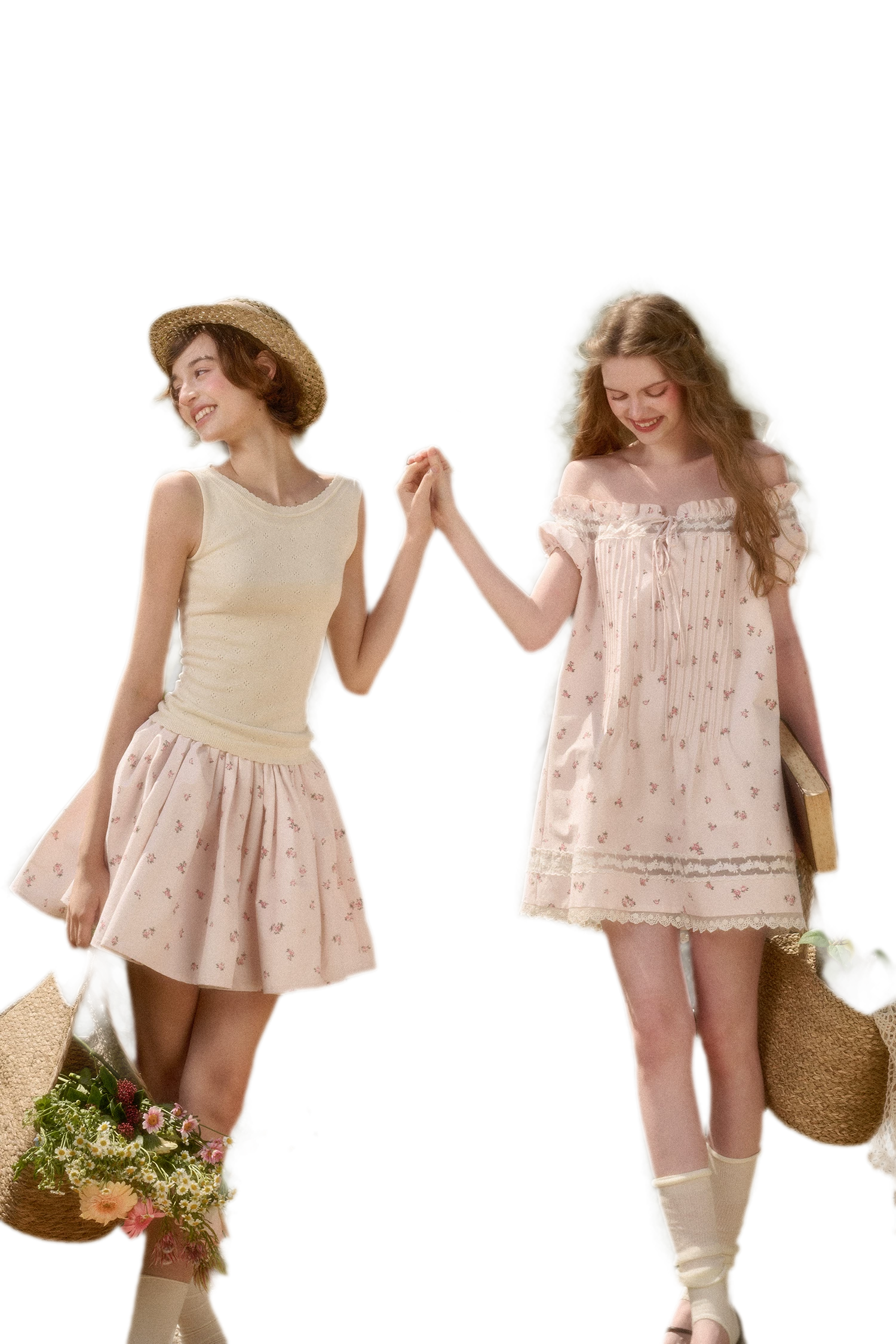 Babydoll Floral Babypink Short Skirt