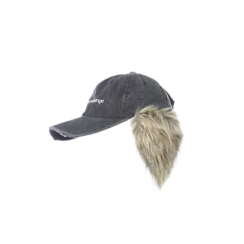 Distressed Faux Fur Cap