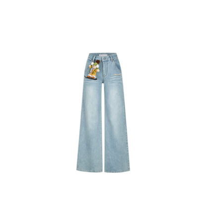 Shimmer Straight-Leg Denim Jeans